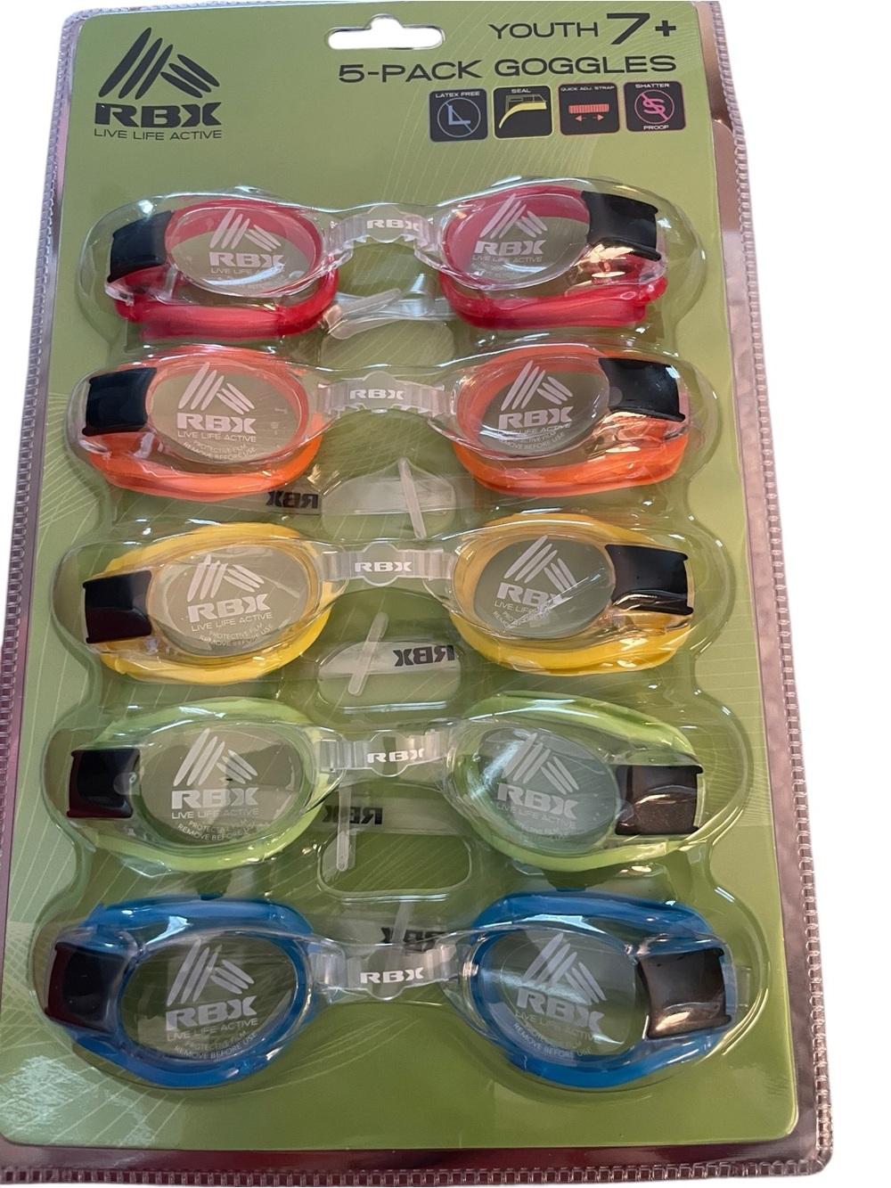 RBX 5-Pack Youth Swim Goggles NWT
